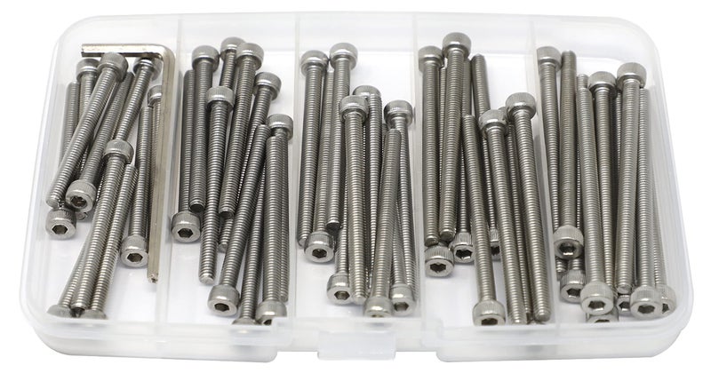 iexcell 50 Pcs M4 x 40/45/50/55/60mm Thread Pitch 0.7 mm Stainless Steel 304 Hex Socket Head Cap Screws Bolts Assortment Kit - Image 2